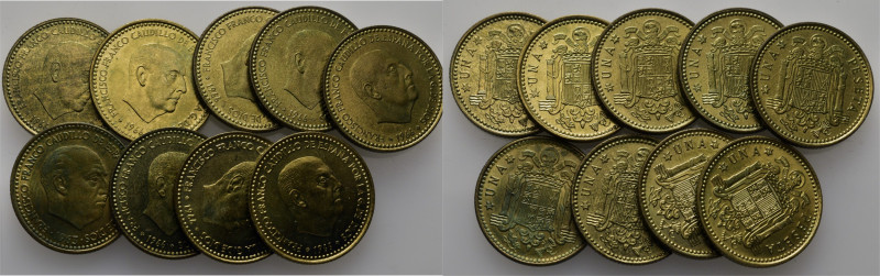 ESTADO ESPAÑOL. Madrid. 1 peseta. 1966*67 a *75. Cy17817 a 826. Alguna ínfima mo...
