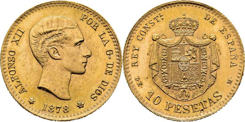 ESTADO ESPAÑOL. ALFONSO XII. Madrid. 10 pesetas. 1878*18-62, los dígitos de la s...