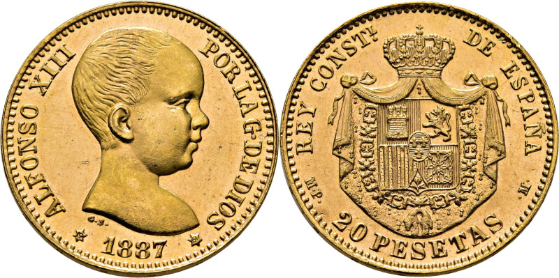 ESTADO ESPAÑOL. ALFONSO XIII. Madrid. 20 pesetas. 1887*19-61. MPM. Reacuñación d...