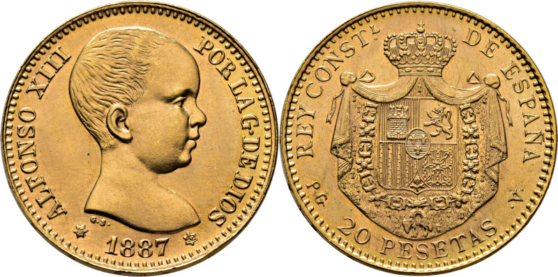 ESTADO ESPAÑOL. ALFONSO XIII. Madrid. 20 pesetas. 1887*19-62. PGV. Reacuñación d...
