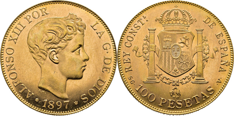ESTADO ESPAÑOL. ALFONSO XIII. Madrid. 100 pesetas. 1897*19-61. SGV. Reacuñación ...
