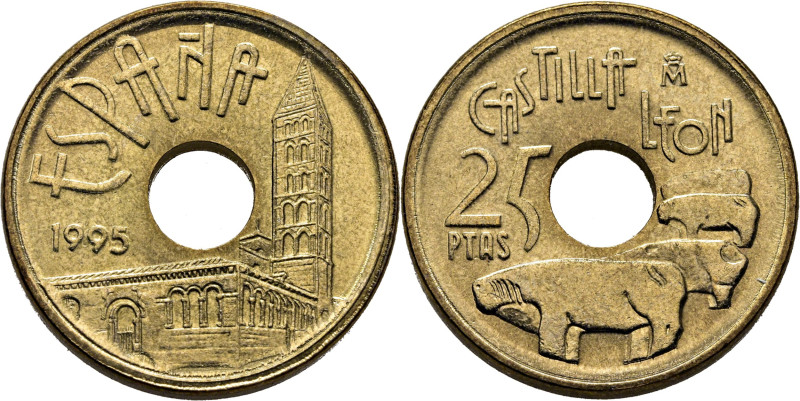 JUAN CARLOS I. Madrid. 25 pesetas. 1995. Castilla y León. Error Castilla León. C...