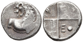 Thrace,  Chersonesos AR Hemidrachm. Circa 386-338 BC. Forepart of lion right, head left / Quadripartite incuse square with alternating raised and sunk...