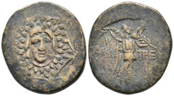 Paphlagonia. Sinope . Time of Mithradates VI, circa 105-90 or 90-85 BC AE 7,65g, 19,4mm
Aegis with gorgoneion.
Rev.ΣΙΝΩΠΗΣ, Nike advancing right, hold...