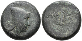 Paphlagonia, Sinope Æ 25mm. Time of Mithradates VI, circa 120-111 or 100-95 BC. Male head in bashlyk to right / Quiver and unstrung bow; ΣΙΝΩ-ΠΗΣ acro...