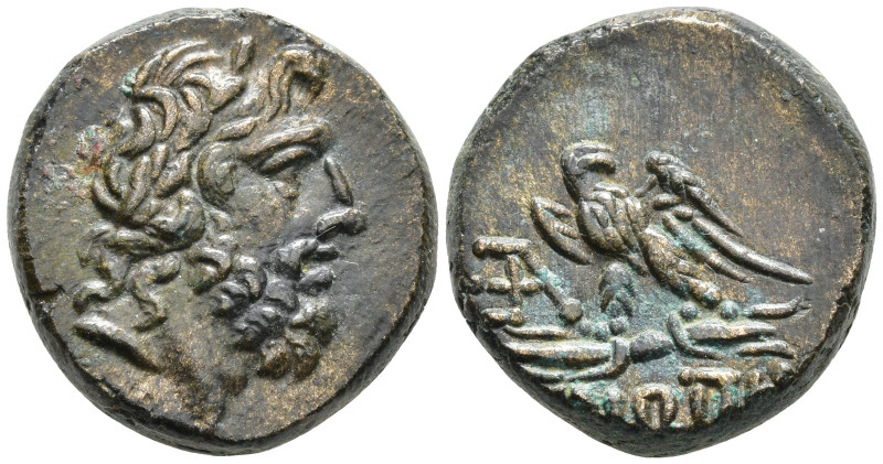 Paphlagonia, Sinope Æ 19mm. Circa 85-65 BC. Laureate head of Zeus to right / Eag...