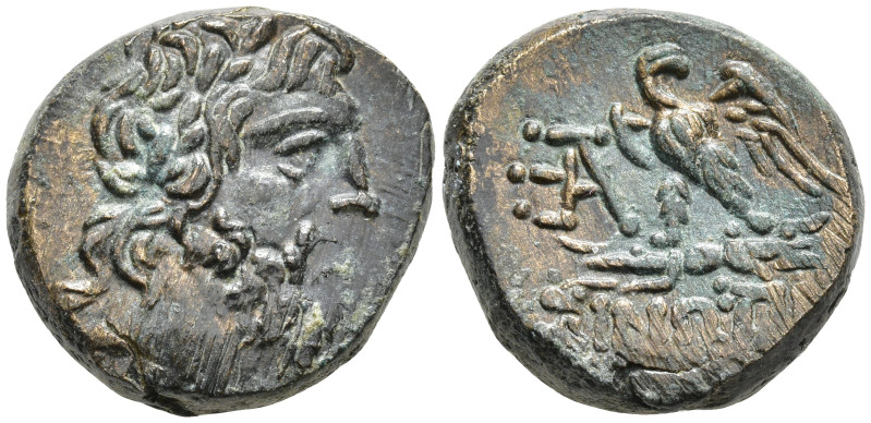 Paphlagonia, Sinope Æ 19mm. Circa 85-65 BC. Laureate head of Zeus to right / Eag...