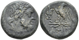 Pontos, Amisos, time of Mithradates VI, c. 85-65 BC. Æ19mm. Laureate head of Zeus r. R/ Eagle standing l., head r., on thunderbolt; monogram to l. SNG...