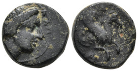 Mysia, Lampsacus. AE 10; Mysia, Lampsacus; 4th-3rd cent. BC, AE SNG Paris-1225. Obv: Head of female r. Rx: Forepart of Pegasus r.. F 1,15g 10,5mm