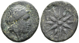 Mysia, Gambrion Æ 17mm. 4th century BC. Laureate head of Apollo to right / Star of twelve rays; [Γ-Α-Μ] between rays. SNG BnF 908-921; SNG Copenhagen ...