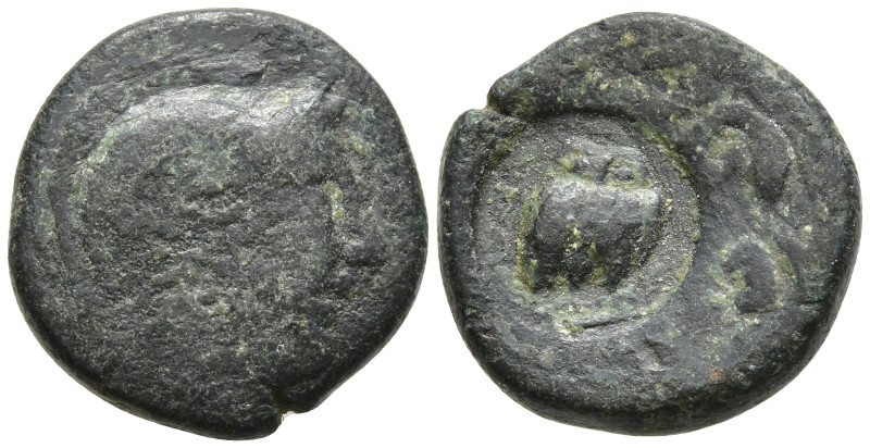 Mysia. Pergamon circa 450 BC. Bronze Æ 9mm. Laureate head of Apollo right / ΠΕΡΓ...