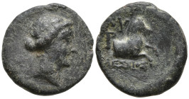 Ionia, Kolophon Æ Chalkous. Dionysodorus as magistrate. Circa 330-285 BC. Laureate head of Apollo right / Forepart of horse right, ΔIONΥΣOΔΩΡOΣ on lef...