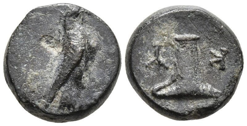 Aeolis. Kyme circa 350-250 BC. Bronze Æ 10mm. Forepart of horse right, KY ΑΝΔΡΟΤ...