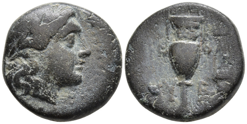 Aeolis, Myrina. 2nd-1st centuries BC. Æ 16mm. Laureate head of Apollo right / Am...