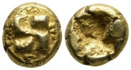 Ionia, Uncertain. EL Hemihekte - 1/12 Stater Circa 625-600 BC.. Raised swastika pattern / Incuse square. Weidauer -; Traité I -; SNG Kayhan -; BMC -; ...