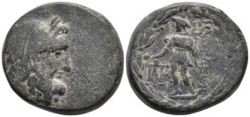 Lydia, Blaundos Æ 20. 1st – 2nd C. BC. Laureate head of Zeus r. / Hermes standing l., holding kerykeion. BMC 20; SNG Copenhagen 69. 8,83g, 20mm, 12h. ...