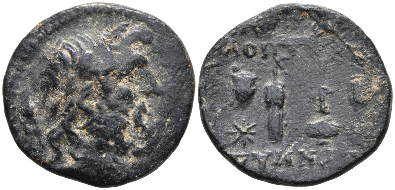 Phrygia, Synnada Æ20. after 133. Laureate head of Zeus r. / Poppy and grain ear ...