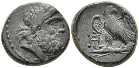 Kings of Galatia, Deiotaros Æ 17mm. Circa 62-40 BC. Laureate head of Zeus to right / Eagle standing to left, head to right, on thunderbolt; monogram t...