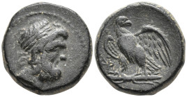 Kings of Galatia, Deiotaros Æ 17mm. Circa 62-40 BC. Laureate head of Zeus to right / Eagle standing to left, head to right, on thunderbolt; monogram t...