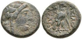 Seleukid Kingdom. Sardeis. Achaios Circa 220-214 BC. Æ 17mm.Laureate head of Apollo right / [BAΣΙΛΕΩΣ] AXAIOY, eagle standing right, with palm frond o...
