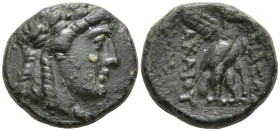Seleukid Kingdom. Sardeis. Achaios Circa 220-214 BC. Æ 19mm. Laureate head of Apollo right / [BAΣΙΛΕΩΣ] AXAIOY, eagle standing right, with palm frond ...