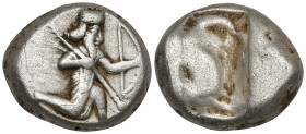 Persia, Achaemenid Empire AR Siglos. Time of Darios II. Sardes, circa 425-405 BC. Persian king or hero, wearing kidaris and kandys and with quiver ove...