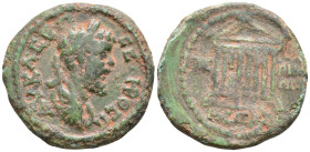 Septimius Severus Æ19 of Perinthus, Thrace. AD 193-211. AY K Λ CEΠ CEYHPO ΠE, laureate, draped and cuirassed bust right / ΠEPINΘIΩN NEΩKOP, octastyle ...
