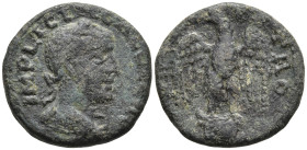 Troas. Alexandreia. Gallienus AD 253-268. Æ 19mm. IMP LICIN GALLIENV, laureate, draped and cuirassed bust right / COL AVG TROA, eagle, with head left ...