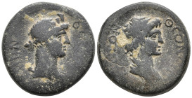 Mysia, Pergamum. Pseudo-autonomous. Time of Claudius-Nero (40-60?) Æ17mm. ΘЄAN PΩMHN. Turreted head of Roma right; lituus to right. ΘЄON CYNKΛHTON. Dr...