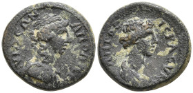 Mysia, Pergamum. Pseudo-autonomous. Time of Claudius-Nero (40-60?) Æ16mm. ΘЄAN PΩMHN. Turreted head of Roma right; lituus to right. ΘЄON CYNKΛHTON. Dr...