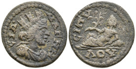 Lydia, Magnesia ad Sipylum. Severus Alexander. AD 222-235. Æ17. Draped and turreted bust of Tyche right / River-god Hermos reclining left, holding bra...