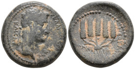 Lydia, Philadelphia. Claudius. AD 41-54. Æ18mm. Laureate head right / Four grain ears bundled together. RPC I 3034; BMC 56. Good VF, 4,75g,18,4mm, 1h....