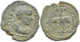 Phrygia, Cotiaeum. Gallienus, AD 253-268. Assarion Æ 23. struck under the archon Diogenes, son of Dion.... AYT K Π Λ ΓAΛΛIHNO-N Radiate, draped and cu...