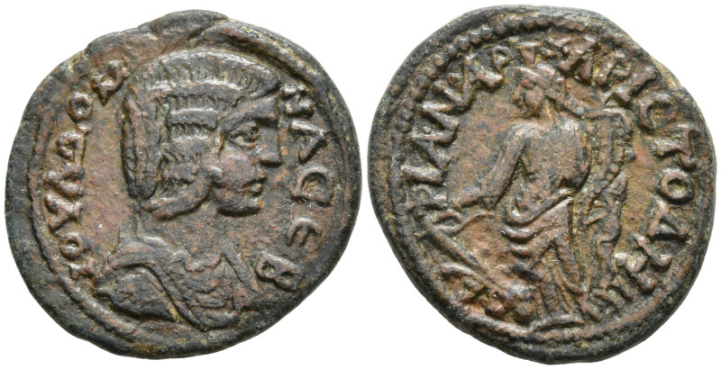 Phrygia, Philomelium. Julia Domna, Augusta, AD 193-217. Æ22. Hadrian. IOYΛ ΔOM-N...
