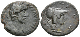 Lycaonia, Iconium. Antoninus Pius. AD 138-161. Æ 17mm. Laureate, draped, and cuirassed bust of Pius right / Head of Athena right, wearing Corinthian h...