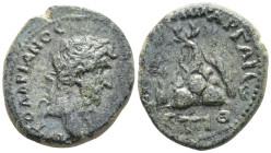 Cappadocia. Caesarea. Hadrian AD 117-138. Æ14mm. [ΑΥΤΟ ΚΑΙ]Ϲ ΤΡΑΙΑΝΟϹ ΑΔΡΙΑΝΟϹ [ϹΕΒ], laureate head right / [ΕΠΙ] ϹΕΚΟΥΝΔΟΥ/ ΕΤ ΙΑ, Mount Argaeus surm...