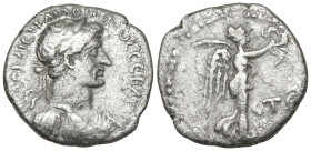 Cappadocia, Caesarea. Hadrian AR Hemidrachm Dated Year 4 = AD 120-121. AVTO KAIC TPAI ADPIANOC CEBACT, laureate bust right, drapery on far shoulder / ...