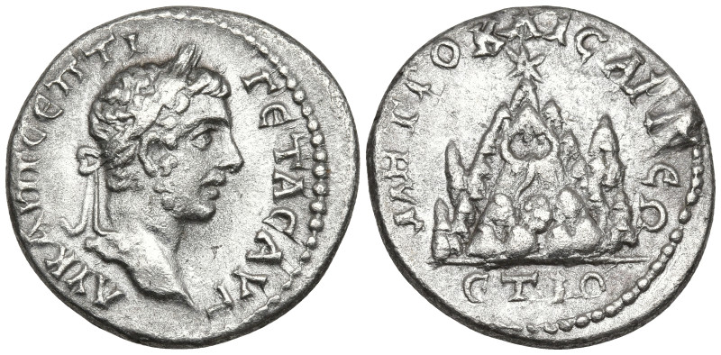Cappadocia, Caesarea-Eusebia. Geta. As Caesar, AD 198-209. AR Drachm. Struck RY ...