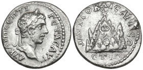 Cappadocia, Caesarea-Eusebia. Geta. As Caesar, AD 198-209. AR Drachm. Struck RY 12 of Septimius Severus (AD 203/4). Bareheaded and draped bust right /...