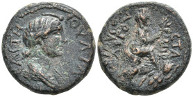 Cilicia, Augusta. Livia, wife of Augustus. Augusta, AD. 14-29 Æ 18mm. Dated year 6 (26/27 AD). Draped bust right / Tyche seated right on rock, holding...