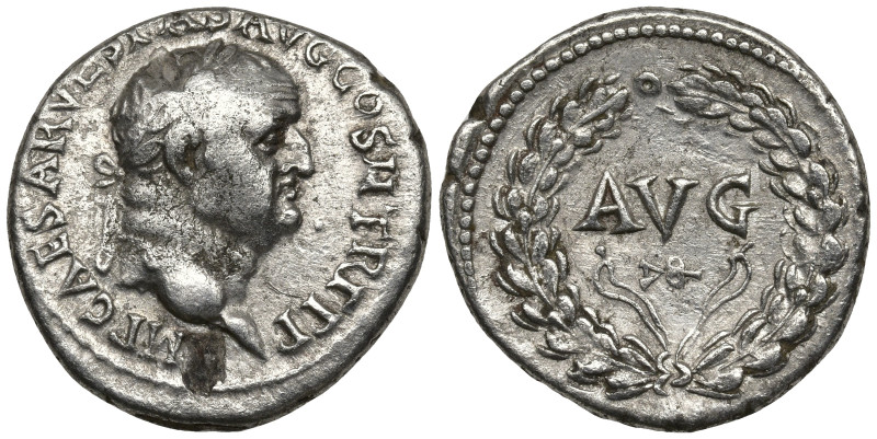Vespasian AR Denarius. Ephesus, AD 70. IMP CAESAR VESPAS AVG COS II TR P P P, la...