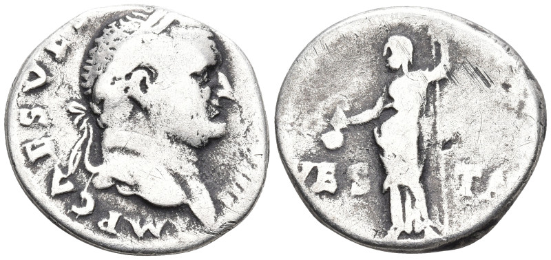 Vespasian AR Denarius. Rome, AD 72-73. IMP CAES VESP AVG P M COS IIII, laureate ...