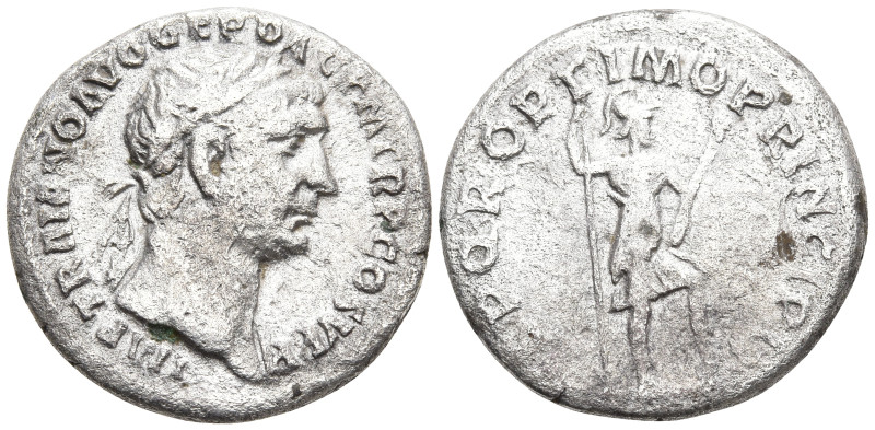 Trajan AR Denarius. Rome, 103-104 AD. IMP TRAIANO AVG GER DAC P M TR P COS V P P...