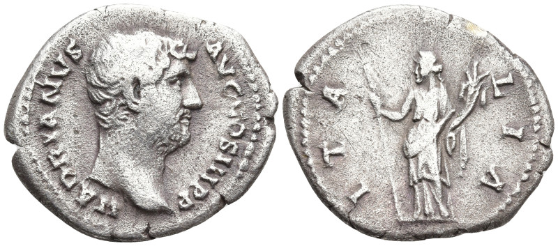 Hadrian AR Denarius. Rome, AD 134-138. HADRIANVS AVG COS III P P, bare head righ...