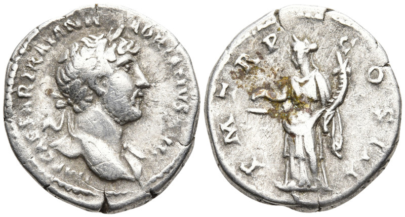 Hadrian AR Denarius. Rome, AD 120-121. IMP CAESAR TRAIAN HADRIANVS AVG, laureate...