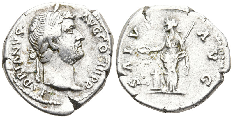 Hadrian AR Denarius. Rome, AD 134-138. HADRIANVS AVG COS III P P, bare head righ...