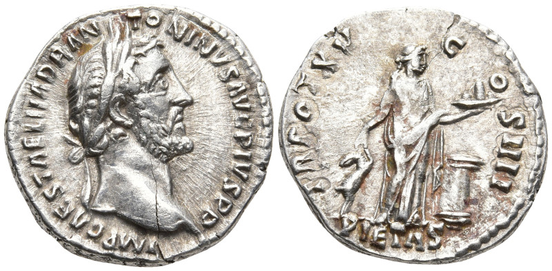 Antoninus Pius AR Denarius. Rome, AD 150-151. IMP CAES T AEL HADR ANTONINVS AVG ...