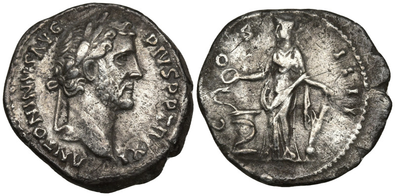 Antoninus Pius AR Denarius. Rome, AD 148-149. ANTONINVS AVG PIVS P P TR P XII, l...