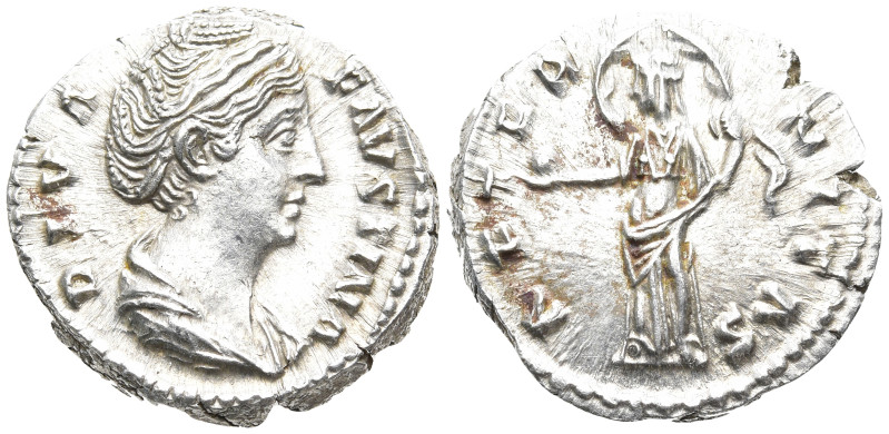 Diva Faustina I AR Denarius. DIVA FAVSTINA, draped bust right / AETERNITAS, Aete...