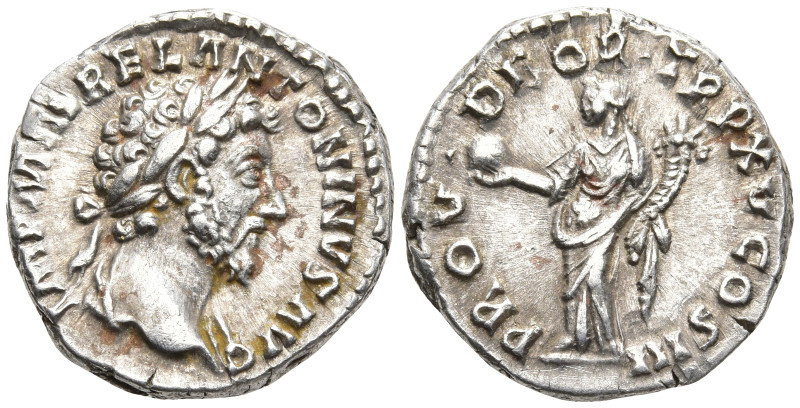 Marcus Aurelius AR Denarius. Rome, AD 161. IMP M AVREL ANTONINVS AVG, laureate h...